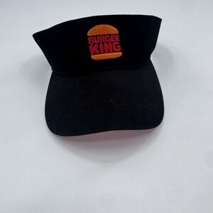 BURGER KING FAST FOOD RESTAURANT EMPLOYEE UNIFORM BLACK VISOR AJUSTABLE HAT